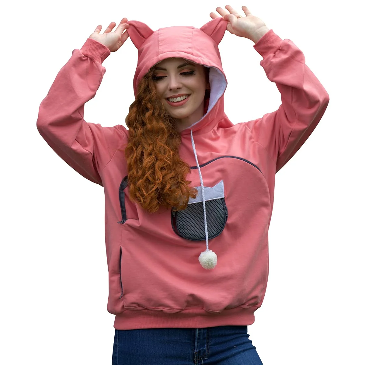 Dependable ALYC Unisex Hoodies Pet Holder with Cat Pouch Carrier – Light Pink XXL Artisan