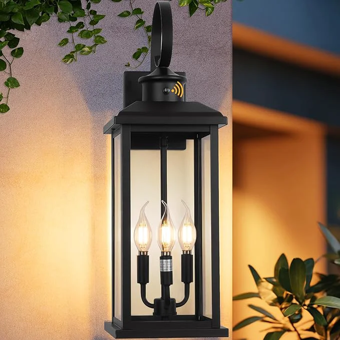 Proven 24 Dusk to Dawn Porch Lights Outdoor 3-Light Black Modern Large Wall Light Fixture Lantern Waterproof Exterior Lighting Sconce Wall Mount Outside Lamp for Farmhouse Doorway Patio E12About ThisOverview Genuine