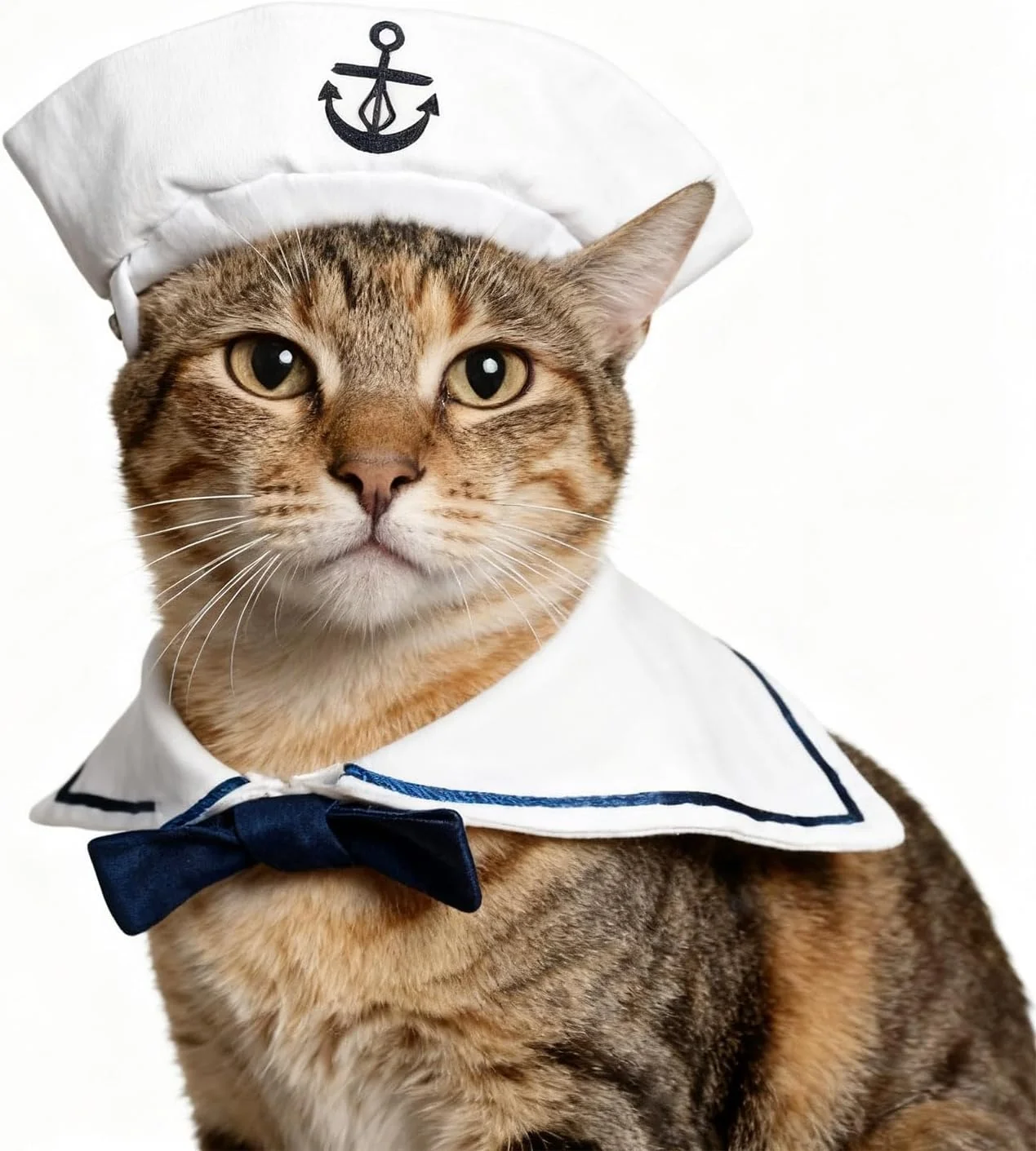 World-Class Enjoying Cat Sailor Costume Halloween Small Dog Sailor Hat Outfit with Tie Adjustable Pet Navy Costume for Cats Doggies Rabbits Cosplay Advanced
