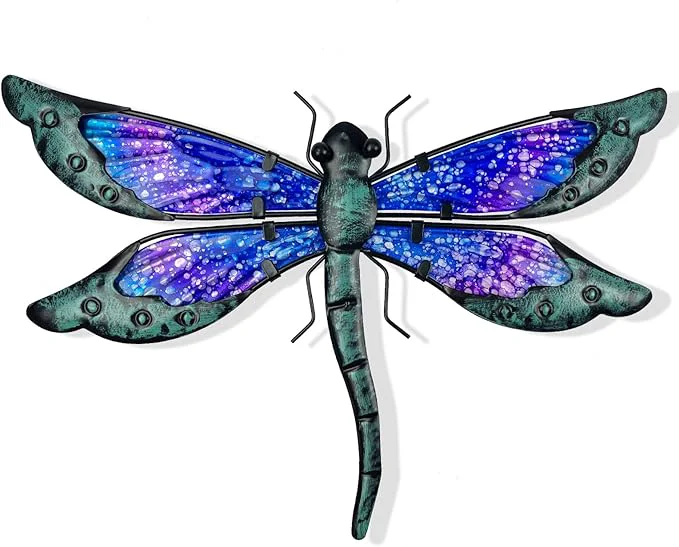 Convenient HONGLAND Metal Dragonfly Decor Dragonfly Outdoor Wall Decor Metal Wall Art Wall Sculptures Gifts Hanging Decorations for Garden Yard Home-Blue 14 InchAbout This First-Class