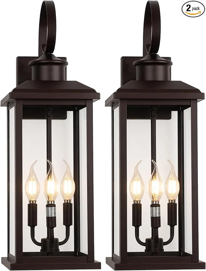 Fine 3-Light Large Outdoor Wall Light 2-Pack 24 Bronze Modern Extra Exterior Lighting Fixture Waterproof Porch Sconce Wall Mount Outside Lamp for Front Door FarmhouseAbout ThisOverview Professional