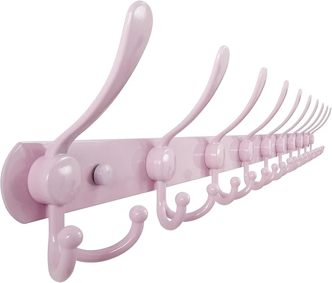 Smooth Dseap Coat Rack Wall Mount - 38 Long 10-Tri-Hooks Heavy Duty Coat Hanger Rail Wall Hooks for Hanging Coats Hats Clothing Clothes Purse Mudroom Entryway PinkAbout ThisOverview Powerful