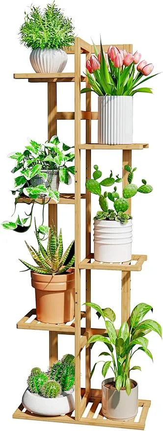 Solid DolceLuna Plant Stand Indoor Corner Tiered Bamboo Plant Shelf 46 Inch Tall Plant Rack 6 Tier for Multiple Small Plants Flower Holders for Living Room Bedroom Window Patio Balcony NaturalAbout ThisOverview Specialty