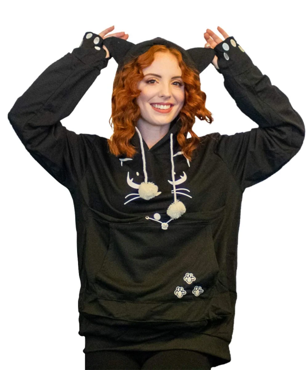 Sophisticated ALYC Unisex Hoodies Pet Holder with Kangaroo Pouch – Black Sweatshirt M Organic