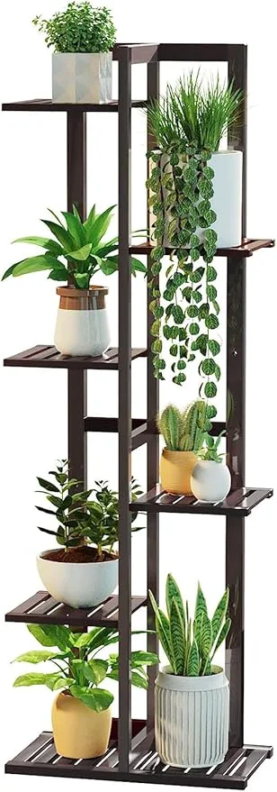 Verified DolceLuna Plant Stand Indoor 6 Tier Bamboo Plant Shelf Corner Display Rack 46 Inch Tall Multiple Planter Pot Holder Space-Saving Flower Stand for Living Room Balcony Garden PatioAbout ThisOverview Relaxed