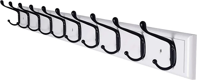 Sophisticated Dseap Coat Rack Wall Mounted 10-Hooks 16 Hole to Hole 38-1 4 Long Wood Coat Hooks Wall Mounted Hook Rack Hook Rail Hooks for Hanging Coats White BlackAbout ThisOverview Versatile
