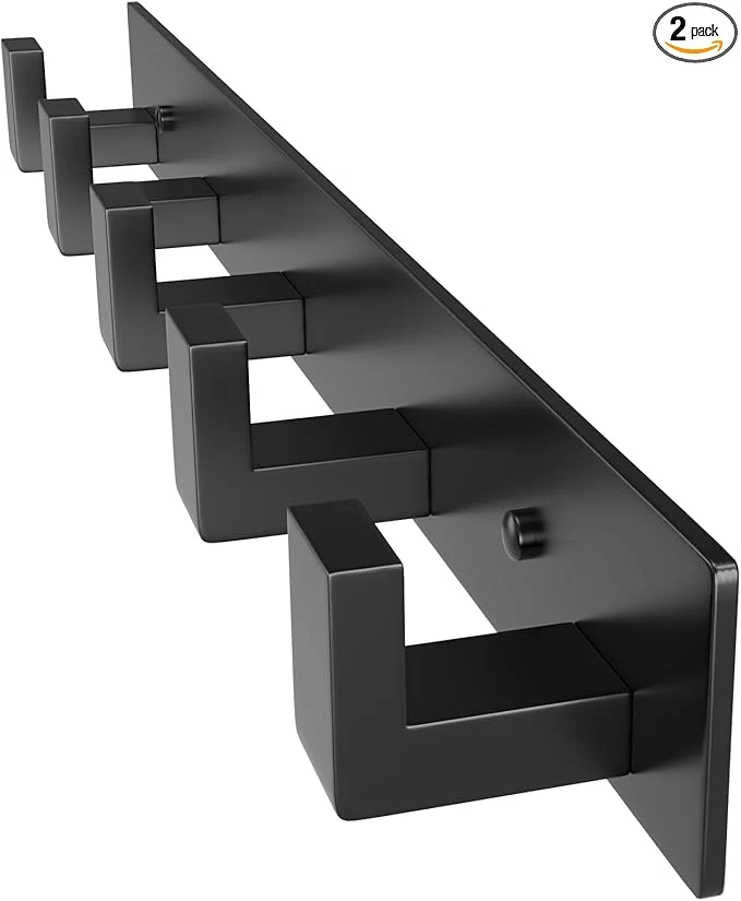 Secure PMMASTO Coat Rack Wall Mount Coat Hooks Wall Hooks for Hanging Stainless Steel Coat Hanger Towel Hooks for Bathrooms Hat Rack Black 5 Hooks 1 Pack About ThisOverview Lightweight