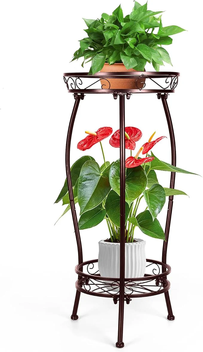 Authentic 2 Tier Rustproof Iron Plant Stand - Heavy Duty Outdoor Plant Stands For Patio Balcony Or Garden Or Planter Corner - Plant Stand Indoor Bronze About ThisOverview Specialty
