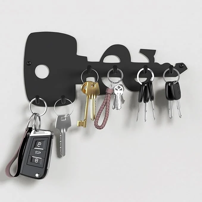 World-Class PMMASTO Key Holder Wall Mounted Key Hooks for Wall Stainless Steel Black Key Organizer with 6 Hooks Decor Rack for Entryway Hallway Garage Mudroom OfficeAbout ThisOverview Fashionable