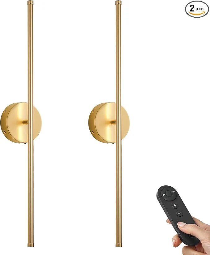 Luxury Battery Operated Wall Sconces Dimmable Wall Sconces Set of Two 350°Rotate 3000K LED Gold Wireless Wall Light for Living Room Bedroom Hallway 24.4 Inch 2 Pack About ThisOverview User-Friendly