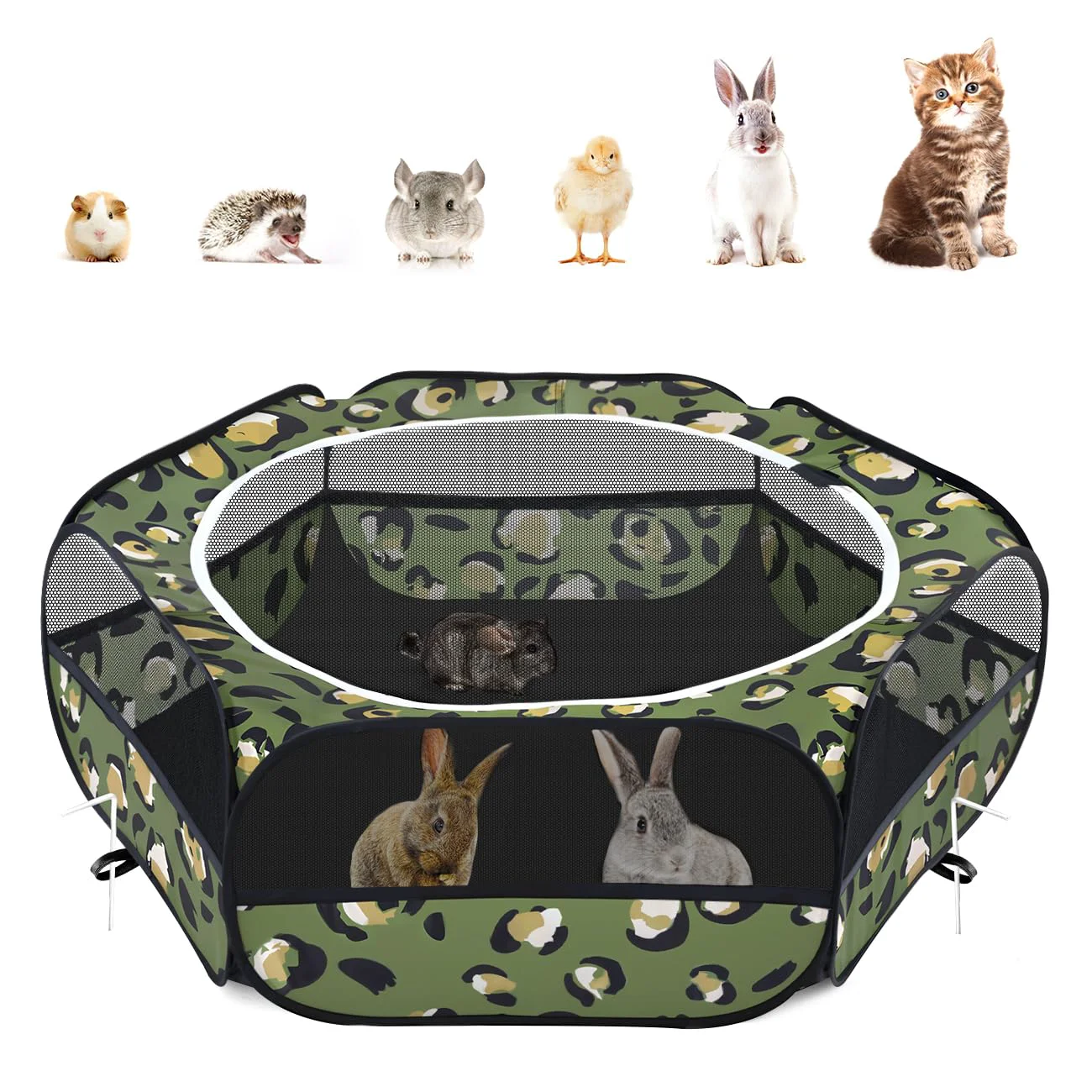 Convenient Pawaboo Small Animals Playpen — Waterproof Outdoor Pet Cage Tent Leopard Print High-Performance
