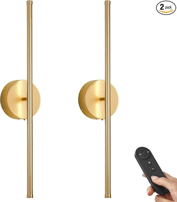 World-Class Battery Operated Wall Sconces Dimmable Wall Sconces Set of Two 350°Rotate 3000K LED Gold Wireless Wall Light for Living Room Bedroom Hallway 20.4 Inch 2 Pack About ThisOverview Eco-Friendly
