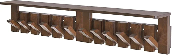 Secure YMYNY Coat Rack Wall Mount with Shelf 2 Pack Wall Shelf with Retractable Hooks Wooden Wall Coat Rack for Entryway Bedroom for Hanging Clothes Coats Keys Hats Towels Bags Walnut HWS008H-2About ThisOverview Powerful