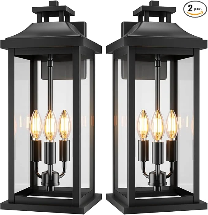 Unique 20 Large Outdoor Light Fixtures 3-Light 2 Pack Black Outside Modern Porch Lights for House Exterior Wall Sconce Lanterns Wall Mounted Waterproof Outdoor Coach Lamps for Garage E12About ThisOverview Exclusive