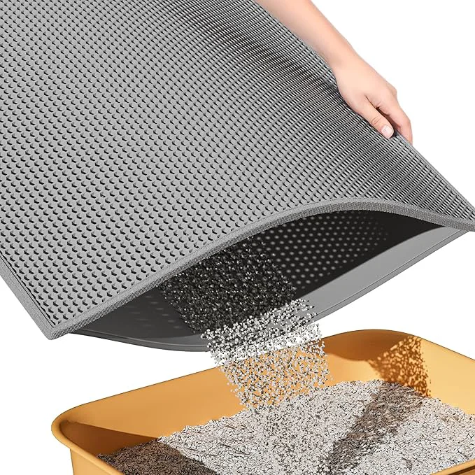 Trendy ESTHELLO Cat Litter Mat Large Cat Litter Trapping Mat Honeycomb Double Layer Premium