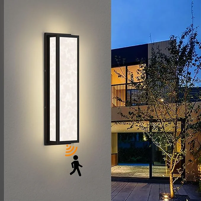 Authentic Motion Sensor Outdoor Wall Light LED 26W 24.8in - Rectangle Modern Exterior Lighting Fixture with Resin Shade IP65 Waterproof Porch Sconce for Garage Front Door PatioAbout ThisOverview Smart