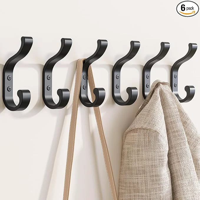 Safe Wall-Mount Coat Hooks Heavy Duty 30LB Hooks for Hanging Coats Bags Backpacks Keys Hats – Black Metal Hooks for Wall Door 6 Pack About ThisOverview Elegant