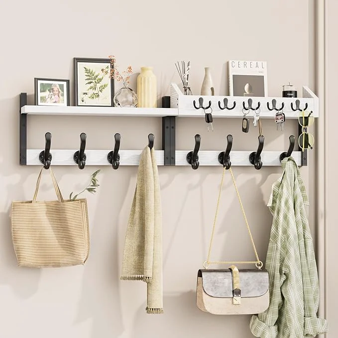 Comfortable Evermagin 35 Coat Rack Wall Mount with Shelf 4 in 1 Coat and Key Hanger with 13 Metal Hooks Entryway Wall Mounted Shelf with Mail Holder for Living Room Bedroom WhiteAbout ThisOverview Green