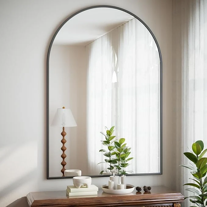 Consistent HARRITPURE Arched Bathroom Mirror - 32 x48 Black Large Wall Mounted Vanity Mirror Aluminum Alloy Frame Arch Wall Mirror for Living Room Bedroom and EntrywayAbout ThisOverview Recyclable