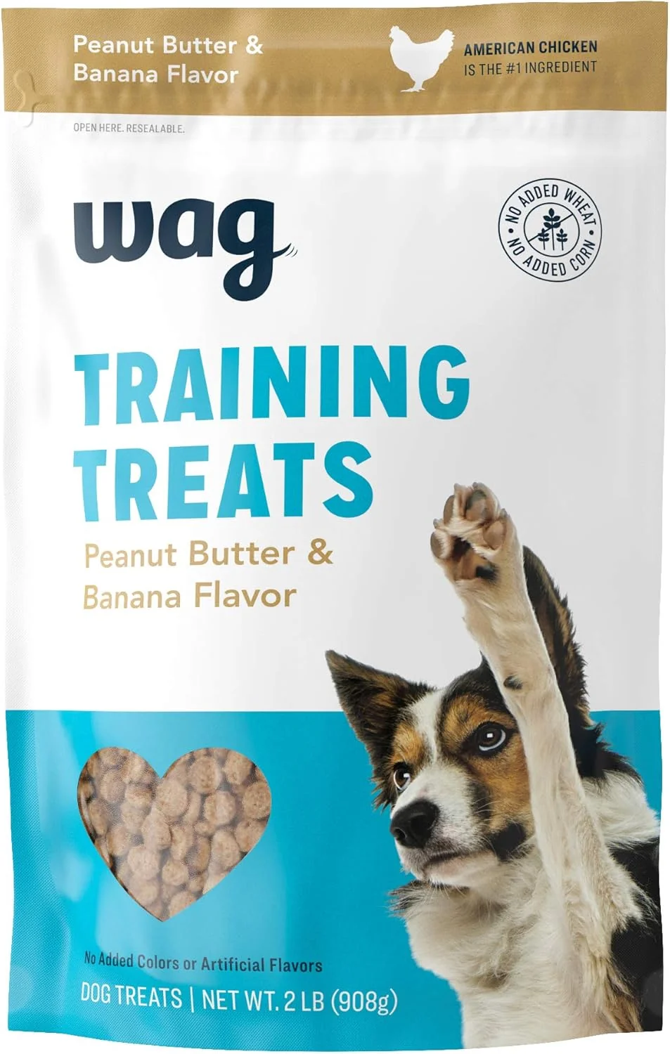Trusted Amazon Brand - Wag Peanut Butter Banana Flavor Training Treats for Dogs 2 pound pack of 1 High-End