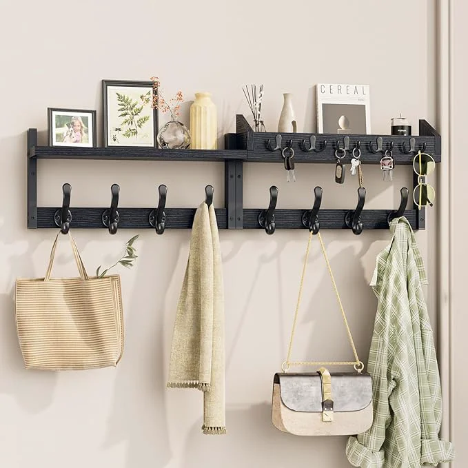 Easy-to-Use Evermagin 35 Coat Rack Wall Mount with Shelf 4 in 1 Coat and Key Hanger with 13 Metal Hooks Entryway Wall Mounted Shelf with Mail Holder for Living Room Bedroom BlackAbout ThisOverview Convenient