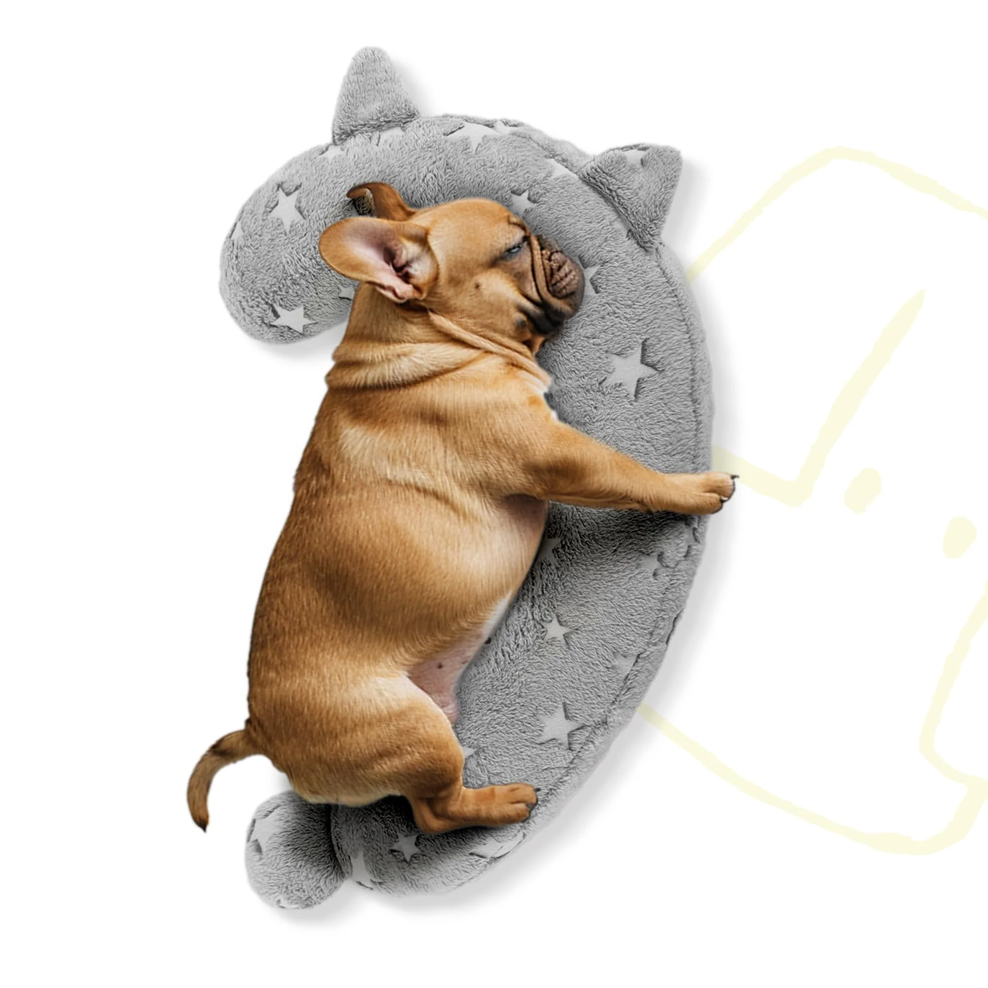 Detailed POMESEA Glow-in-the-Dark Calming Dog Pillow Ergonomic Question-Mark Bed M Glow Gray Innovative