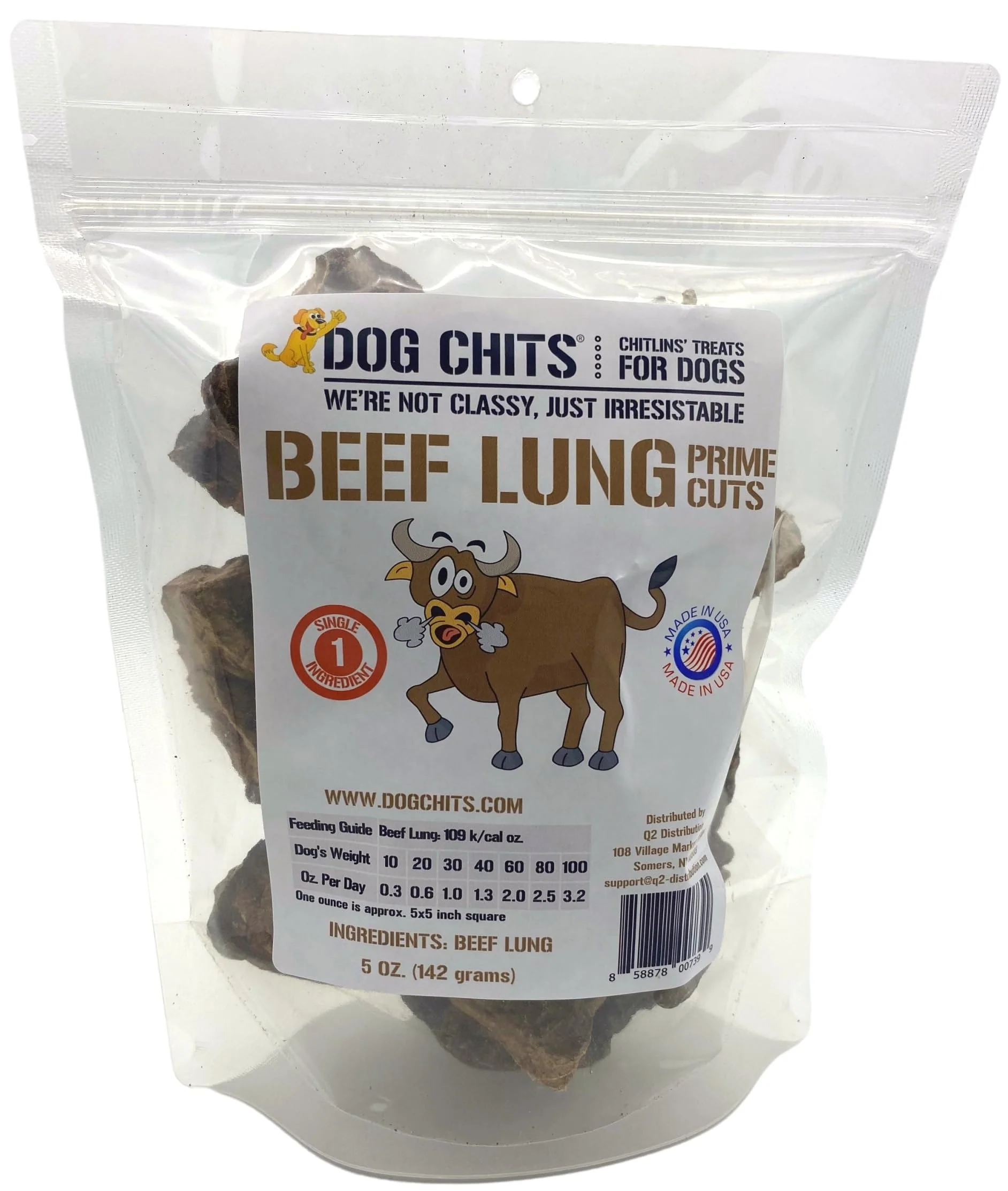 Quality Dog Chits Beef Lung Fillets – All Natural Training Treats for Dogs Puppies High Protein Low Fat Made in USA 5 oz User-Friendly