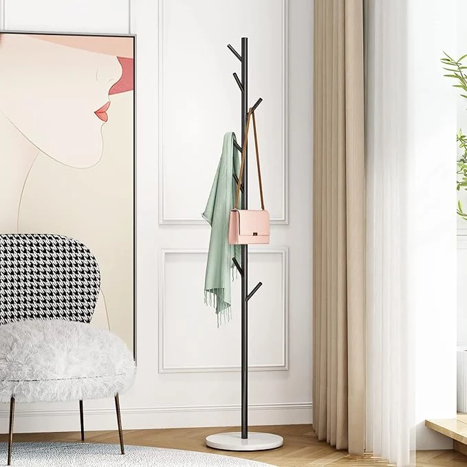 Responsible Black Metal Coat Rack standing with Hooks Entryway Coat Rack Stand Coat Racks with Marble Base Coat Tree for Hanging Clothes Hats BagsAbout ThisOverview Artisan