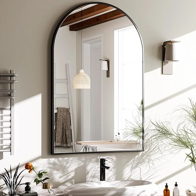 Fine HARRITPURE 20 x30 Arched Bathroom Mirror - Wall Mounted Mirror - Black Arch Mirror - Aluminum Alloy Frame Bathroom Mirror Living Room Bedroom and EntrywayAbout ThisOverview World-Class