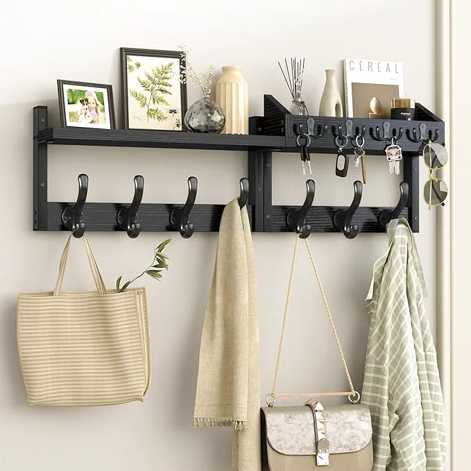 Efficient Evermagin 29 Coat Rack Wall Mount with Shelf 4 in 1 Coat and Key Hanger with 11 Metal Hooks Entryway Wall Mounted Shelf with Mail Holder for Living Room Bedroom BlackAbout ThisOverview Eco-Friendly