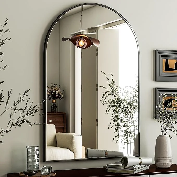 Easy-to-Use HARRITPURE Arched Wall Mirror 24 x36 – Black Metal Frame Vanity Mirrors for Bedroom Entryway Living Room DecorAbout ThisOverview Sustainable