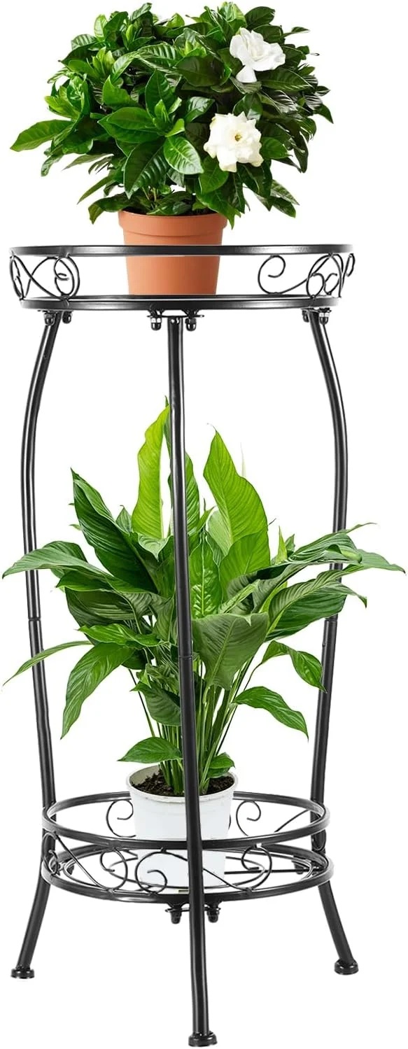 Selected Plant Stand Indoor Outdoor 2 Tier 27 Tall Metal Potted Holder Rack Flower Pot Stand Heavy Duty Plant Shelf Rustproof Iron Multiple Plant Round Supports Rack for Planter Corner Garden Balcony PatioAbout ThisOverview Pure