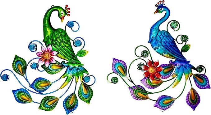 User-Friendly Voumsil Metal Peacock Wall Art Outdoor Wall Decor Tropical Wall Sculpture for Patio Balcony Garden Fence Art Living Room Bedroom Indoor Outdoor 2PCSAbout This High-Quality