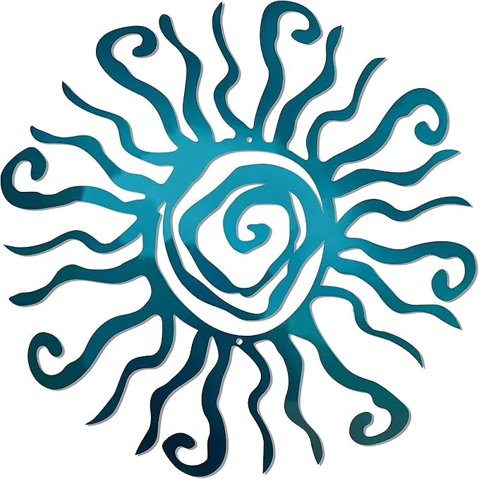 Smooth Riverside Designs Wacky Sun Metal Wall Art Indoor Outdoor Decor - 36 Teal Rust Proof Wall Sculpture - Made in USA - I for Bedroom Garden Home Patio and FarmhouseAbout This Efficient