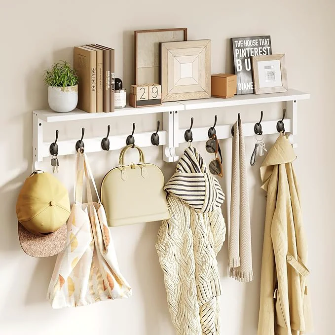 Durable AMBIRD Coat Rack Wall Mount with Shelf Coat Hook Rack Wall Mounted Hat Wall Hooks for Hanging in Entryway Living Room Bathroom Bedroom White About ThisOverview World-Class