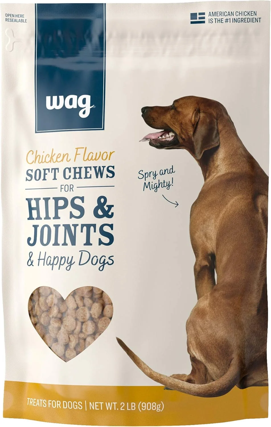 Relaxed Amazon Brand – Wag Chicken Flavor Hip Joint Training Treats for Dogs 2 lb. Bag 32 oz Optimized