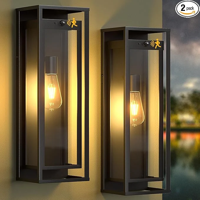 Proven 20in Outdoor Wall Light Motion Sensor-Black Modern Sconce Waterproof Exterior Lighting Fixture E26 Socket Porch Lights Extra Large Lantern for Entryway Patio House Garage 2PackAbout ThisOverview Efficient
