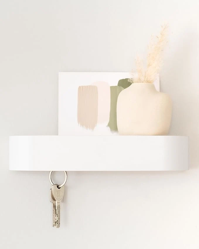 Classic Kazai. Key Holder 'Toke' Minimalist Key Hook Design from Berlin Modern Key Holder Wall Mount with Wooden Shelf Key Rack for Wall as Entryway Organizer WhiteAbout ThisOverview Fashionable