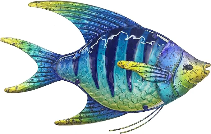 Superior JOYBee 16.25Inch Large Metal Fish Wall Art Décor -Christmas Decorations- for Coastal，Nautical，Beach Or Boat-Decorations for Indoor Outdoor Kitchen Bathroom Patio Pool or Porch Blue About This Clean