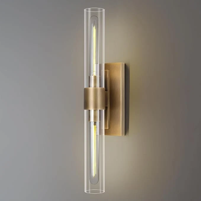 High-Performance Brass Vanity Light Hardwired 2-Light Bathroom Wall Sconce Over Mirror 22.8 Gold Vanity Lights for Bathroom Dimmable Wall Sconce with Glass Tube Linear Wall Sconces for vertical and horizontalAbout ThisOverview Breathable