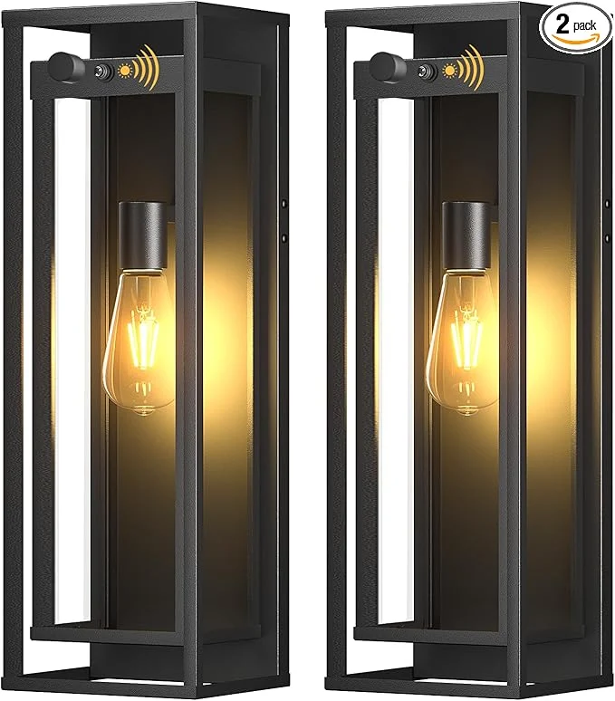 Exceptional 20in Outdoor Wall Light Dusk to Dawn-Black Modern Sconce Waterproof Exterior Lighting Fixture E26 Socket Porch Lights Extra Large Lantern for Entryway Patio House Garage 2Pack About ThisOverview Eco-Friendly