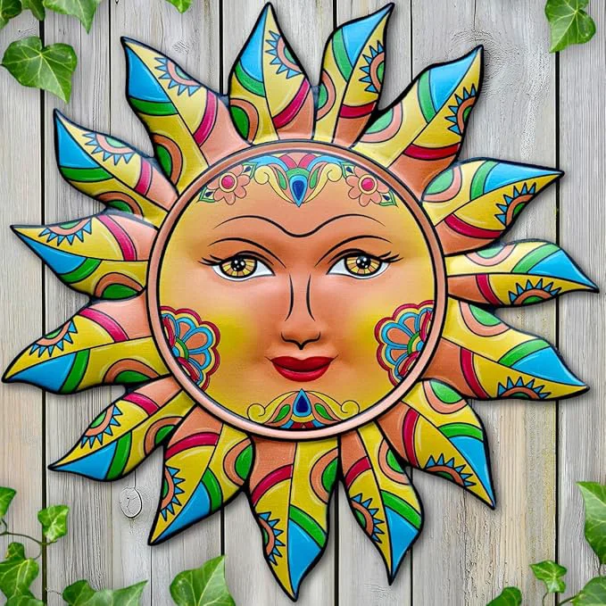 Prestigious Daogtc Metal Sun Wall Decor - Sun Flower Wall Art Decoration Hanging Decoration for Home Garden Farmhouse Yard Patio Fence Living Room Bedroom SUN-G About This Quality