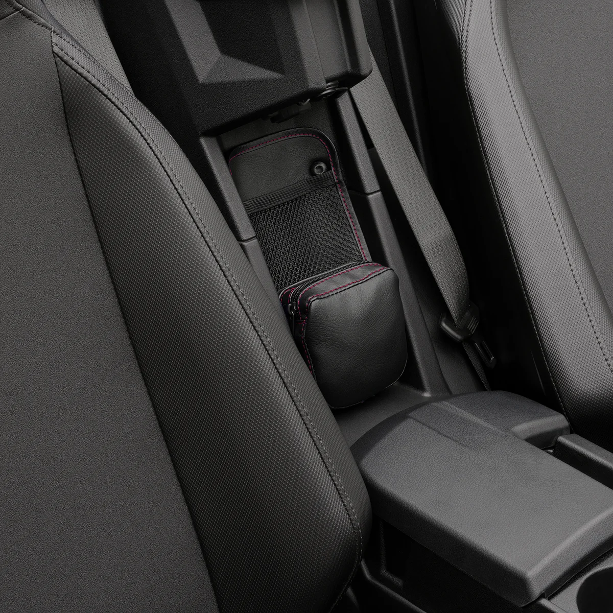 Unique SHOW CHROME Center Console Kaliber Organizer - Black with Red Stitching H44-3RED Sophisticated