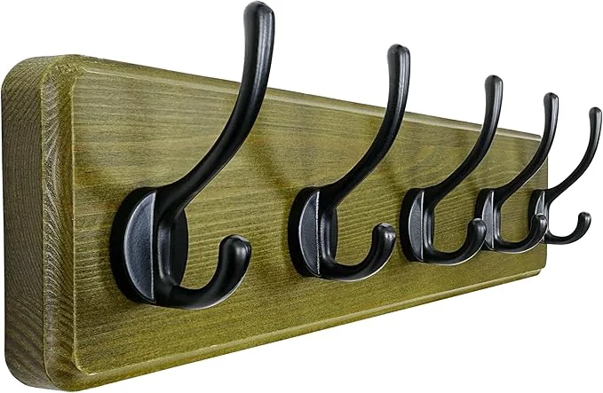 Reliable Dseap Coat Rack Wall Patented Heavy-Duty 5-Double-Hooks Wooden Wall Mounted Coat Rack Coat Hanger Hook Rail for Winter Coats Hat Jacket Clothing Weathered GreenAbout ThisOverview Premium