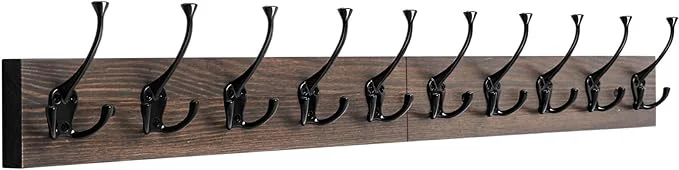 Contemporary IBosins Wall Mounted Coat Rack with 10 Decorative Hooks 34'' Long Old Wood Color Coat Hanger Rustic Coat Hooks Rail for Entryway Living Room Coat Scarf Bag Towel HatAbout ThisOverview Unique