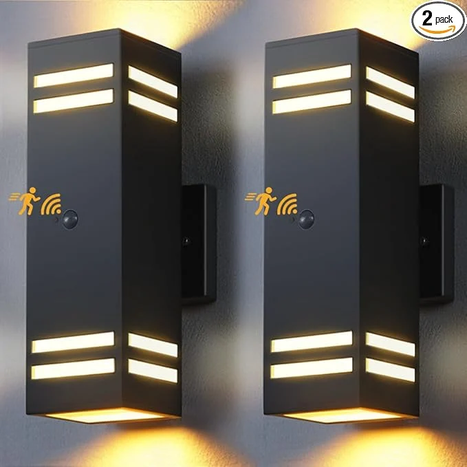 Excellent SHIMR Motion Sensor Outdoor Wall Lights Dusk to Dawn Outdoor Lights ETL Listed Aluminum Sconce Exterior Lighting Fixtures Up and Down Outside Lights for House LED Bulbs Included 2 PackAbout ThisOverview Eco-Friendly