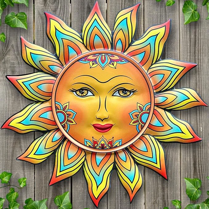 Practical Metal Sun Flower Wall Decor - 13 inches Sun Wall Art Hanging Decorations for Outdoor Home Garden Yard Patio Fence Bedroom Decor Gifts for Mom FriendsAbout This Luxury