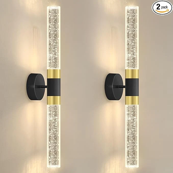 Stylish 2 Packs LED Wall Sconces Crystal Wall Light Modern Glam Crystal Vanity Lighting Fixtures for Hallway Dining Living Bedroom with 2700K Warm Light BulbsAbout ThisOverview Professional