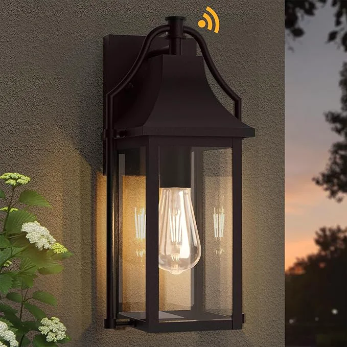 Outstanding Dusk to Dawn Outdoor Wall Light Waterproof Wall Sconces Exterior Wall Mount Lantern Sconce with Glass Oil Rubbed Bronze Patio Lanterns for House Garage Front Door 14.8in 1 PcakAbout ThisOverview Prestigious