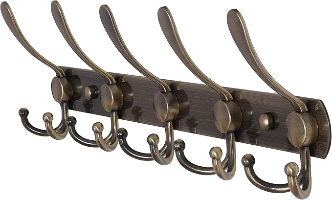 Exclusive Dseap Coat Rack Wall Mounted - 5 Tri Hooks Heavy Duty Stainless Steel Metal Coat Hook Rail for Coat Hat Towel Purse Robes Mudroom Bathroom Entryway BronzeAbout ThisOverview Top-Quality